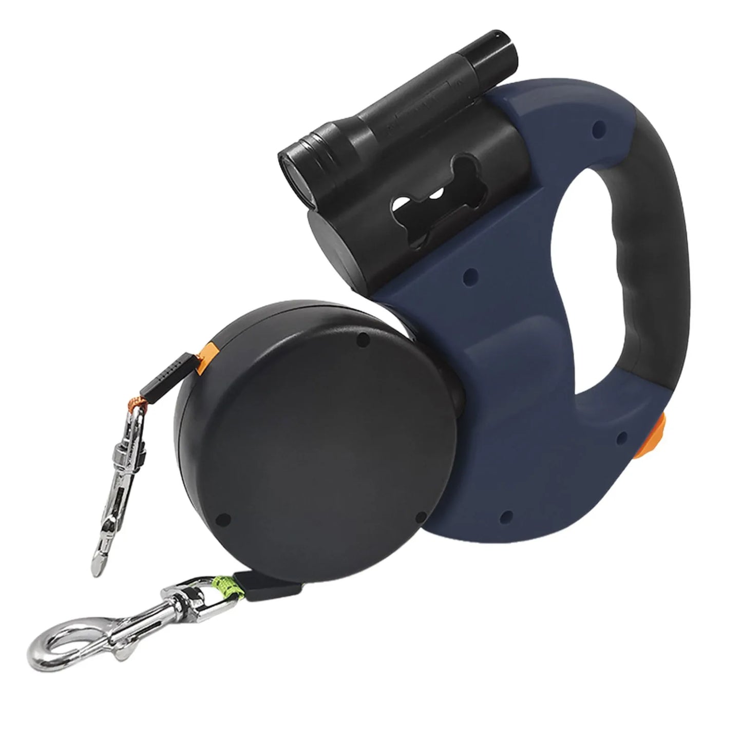 Dual Locking Auto Retractable Dog leash With Flashlight