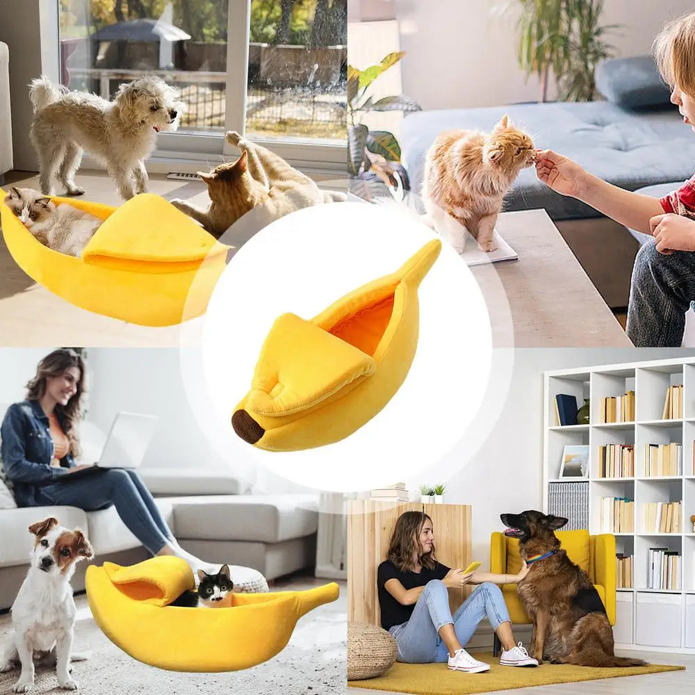 Cute Banana Dog & Cat Bed.